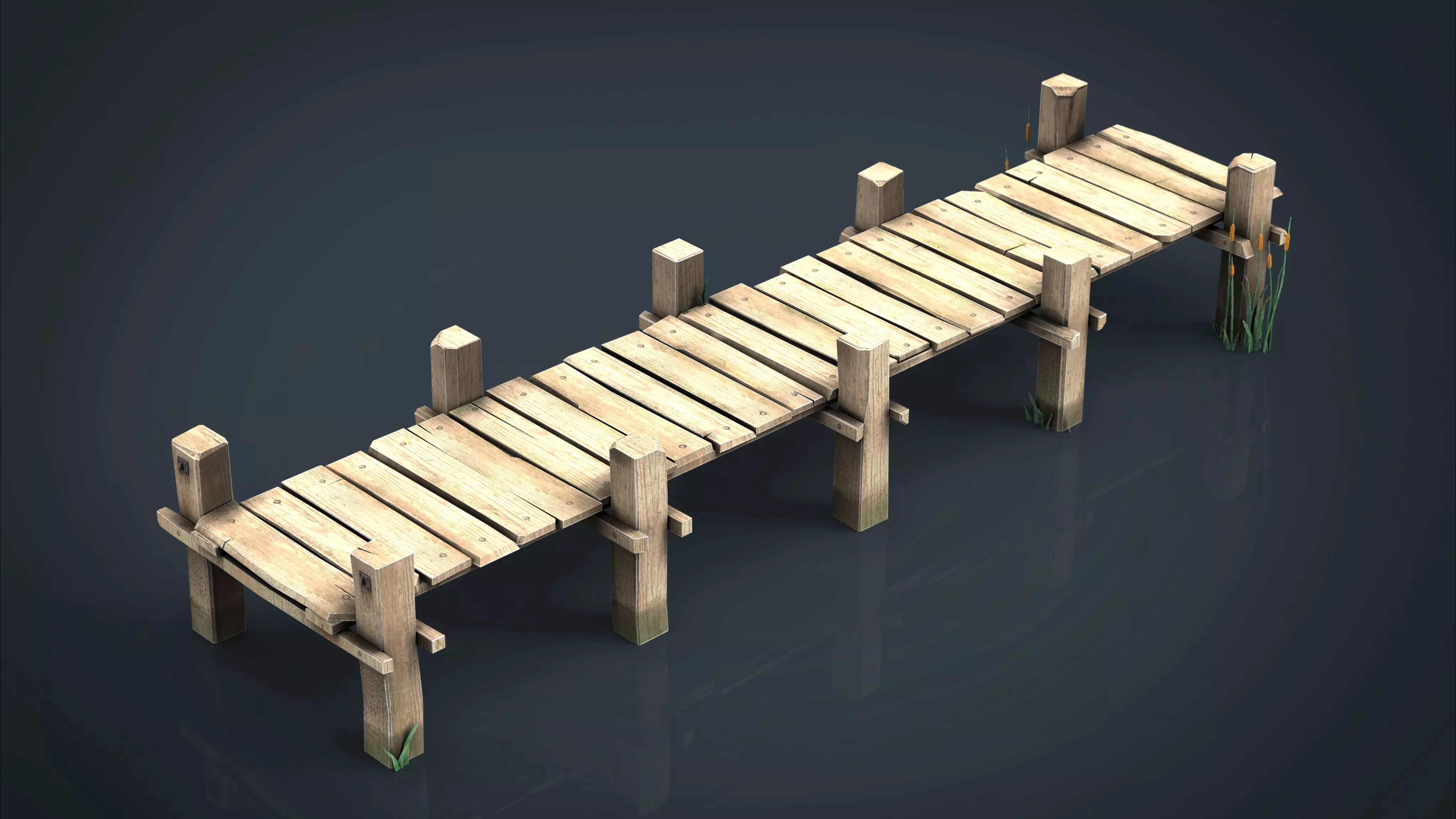 Wooden Pier  Low-poly 3D model_0