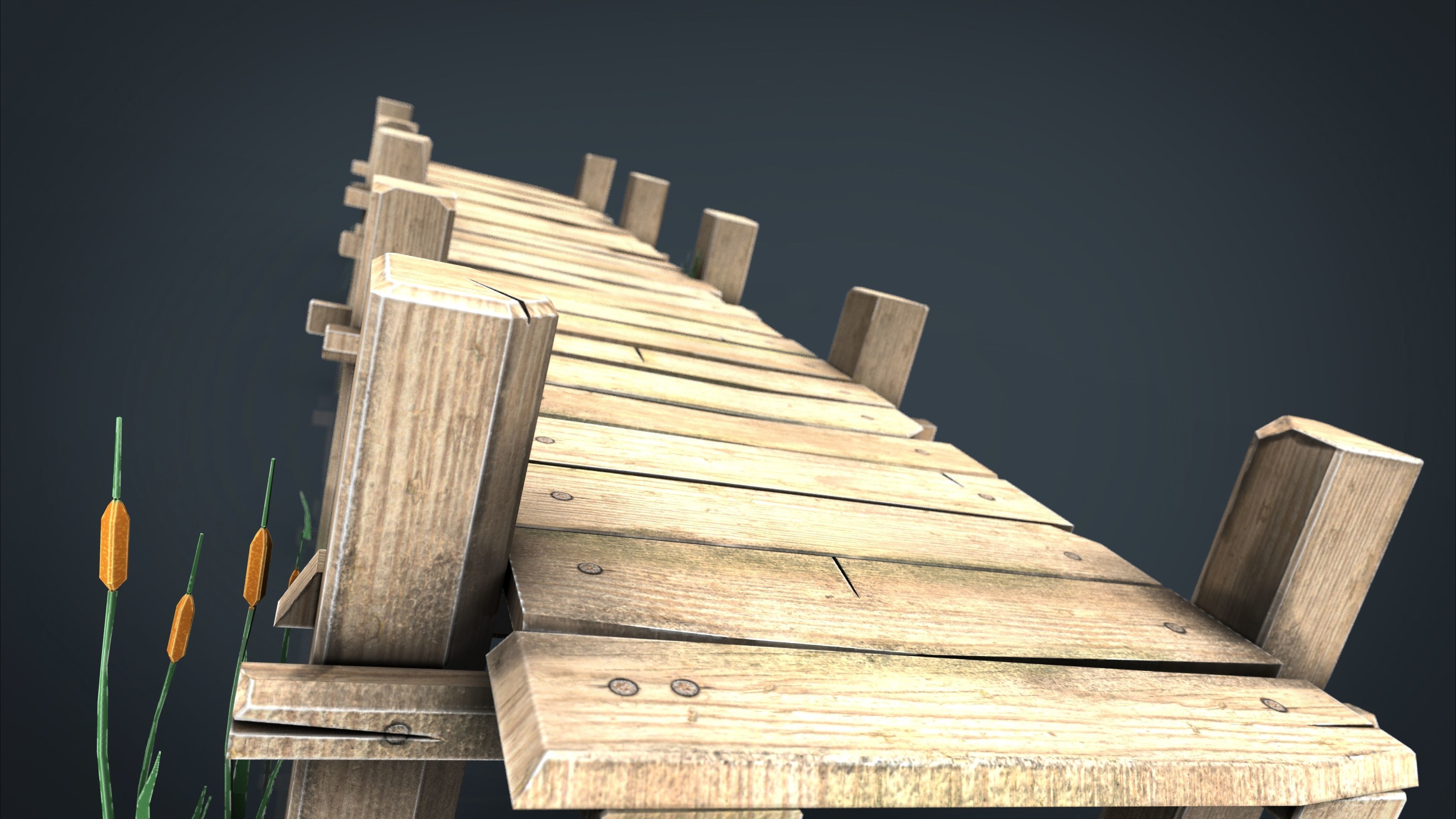 Wooden Pier  Low-poly 3D model_2