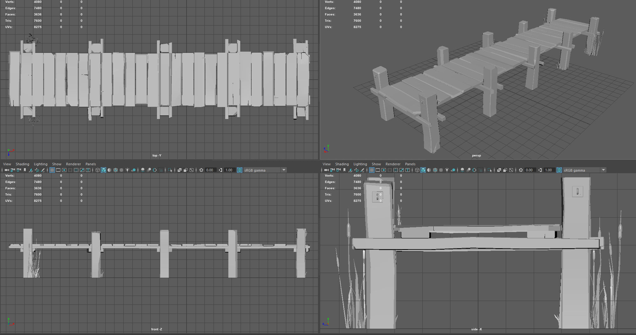 Wooden Pier  Low-poly 3D model_8