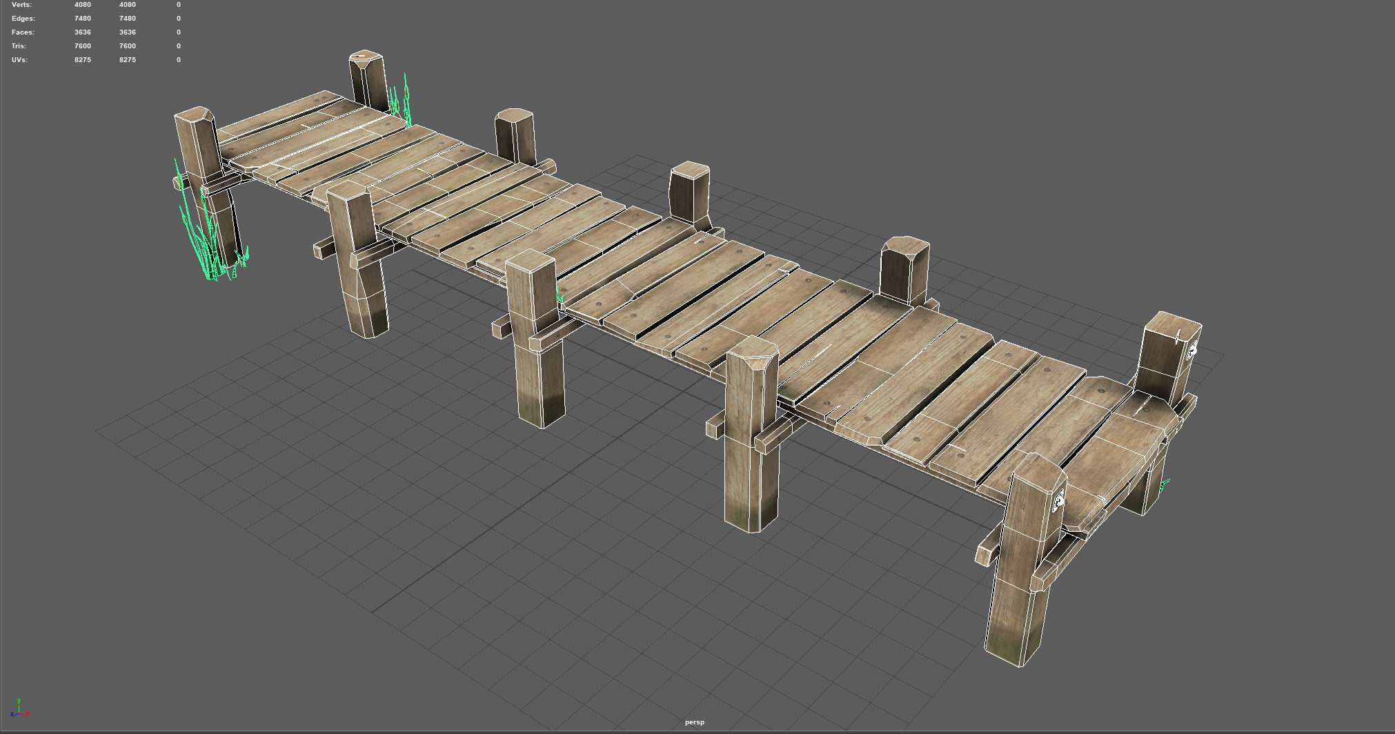 Wooden Pier  Low-poly 3D model_10