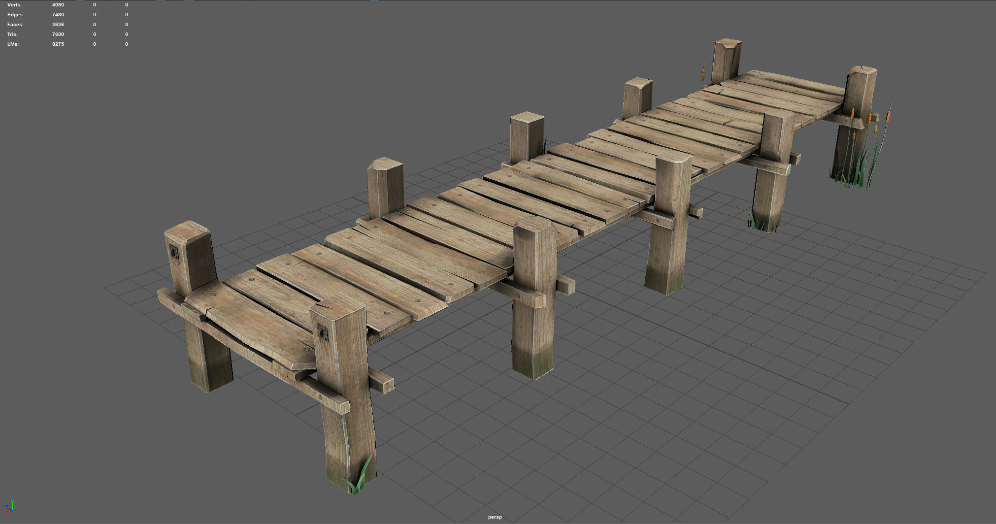 Wooden Pier  Low-poly 3D model_4