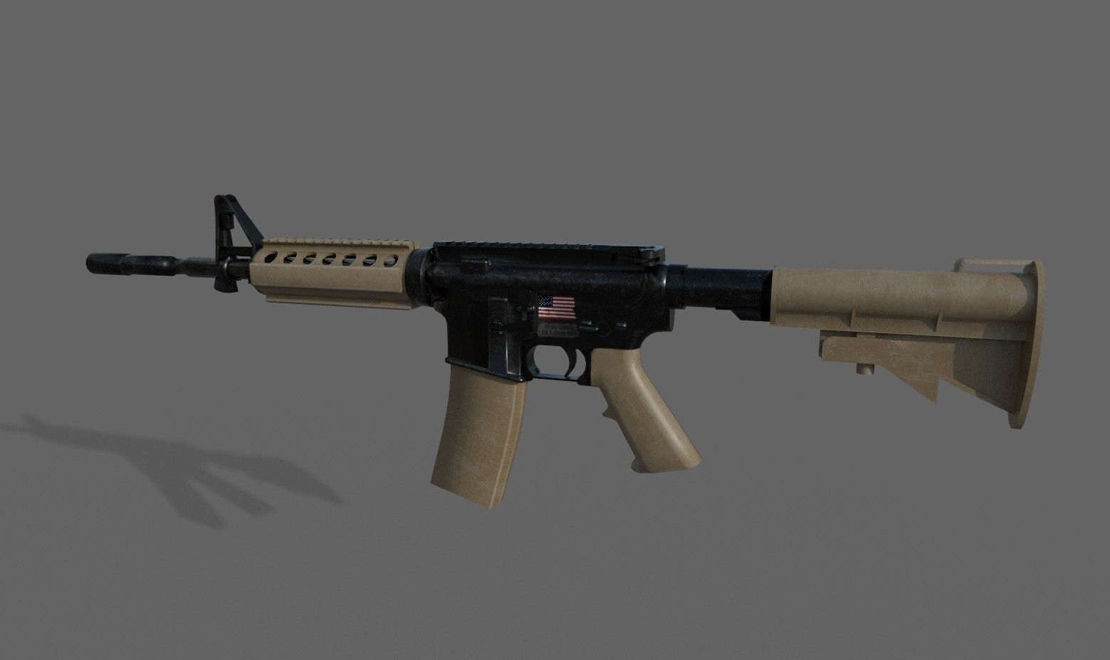 Assault rifle M4A1 Low-poly 3D model_7
