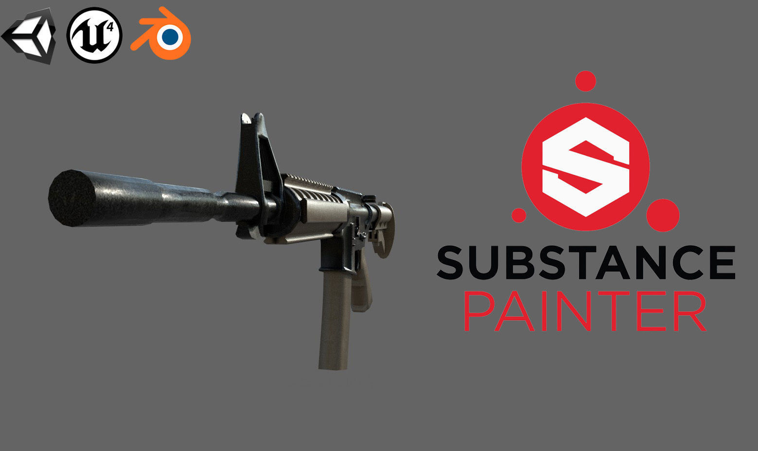 Assault rifle M4A1 Low-poly 3D model_2