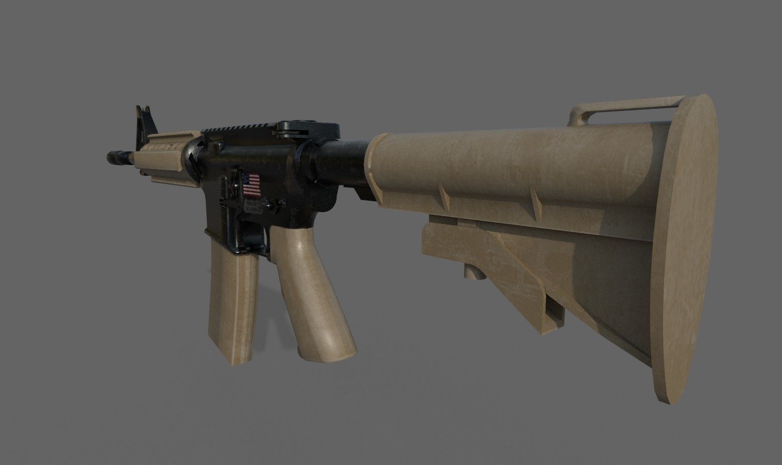 Assault rifle M4A1 Low-poly 3D model_6