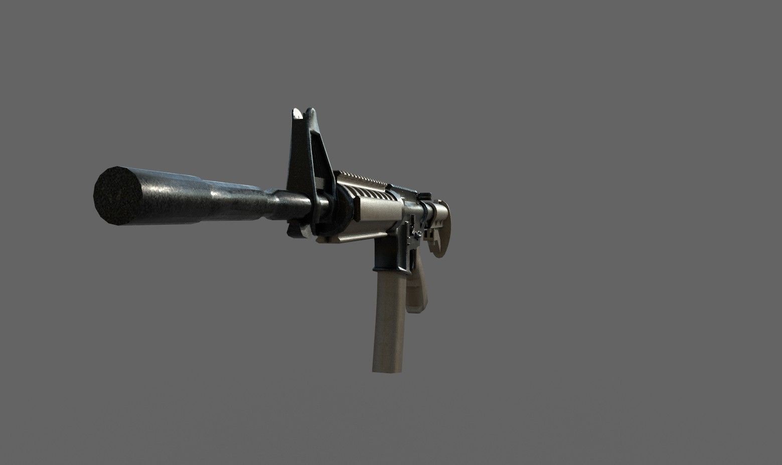 Assault rifle M4A1 Low-poly 3D model_11
