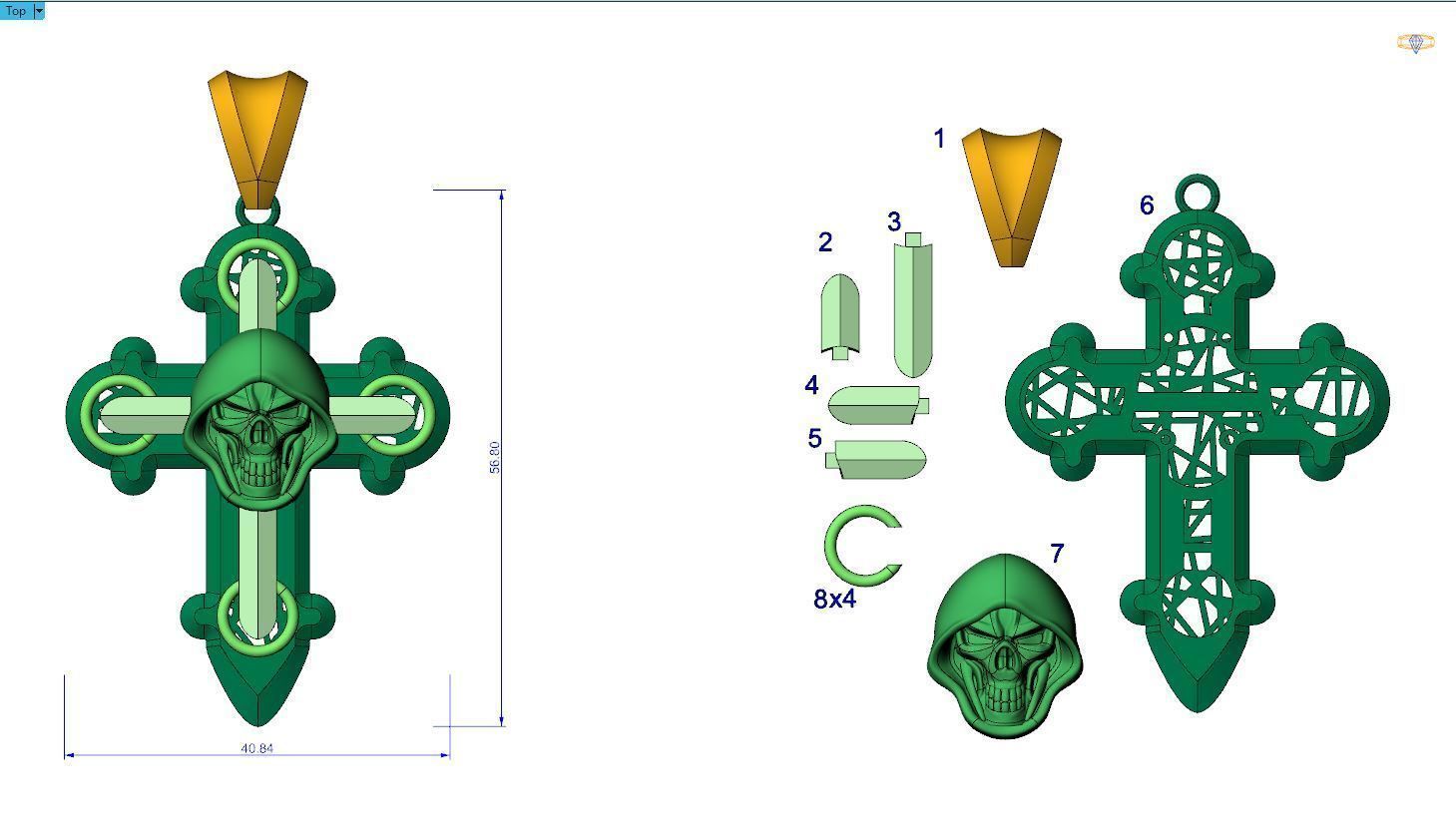 Skull pendant 3D print model_2