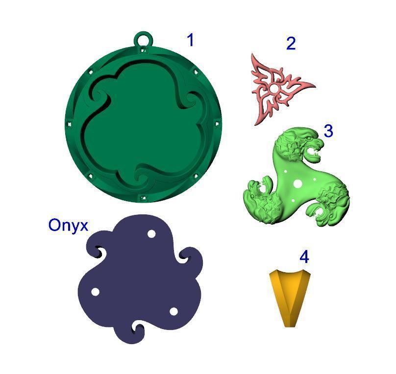 Three Tiger Pendant 3D print model_2