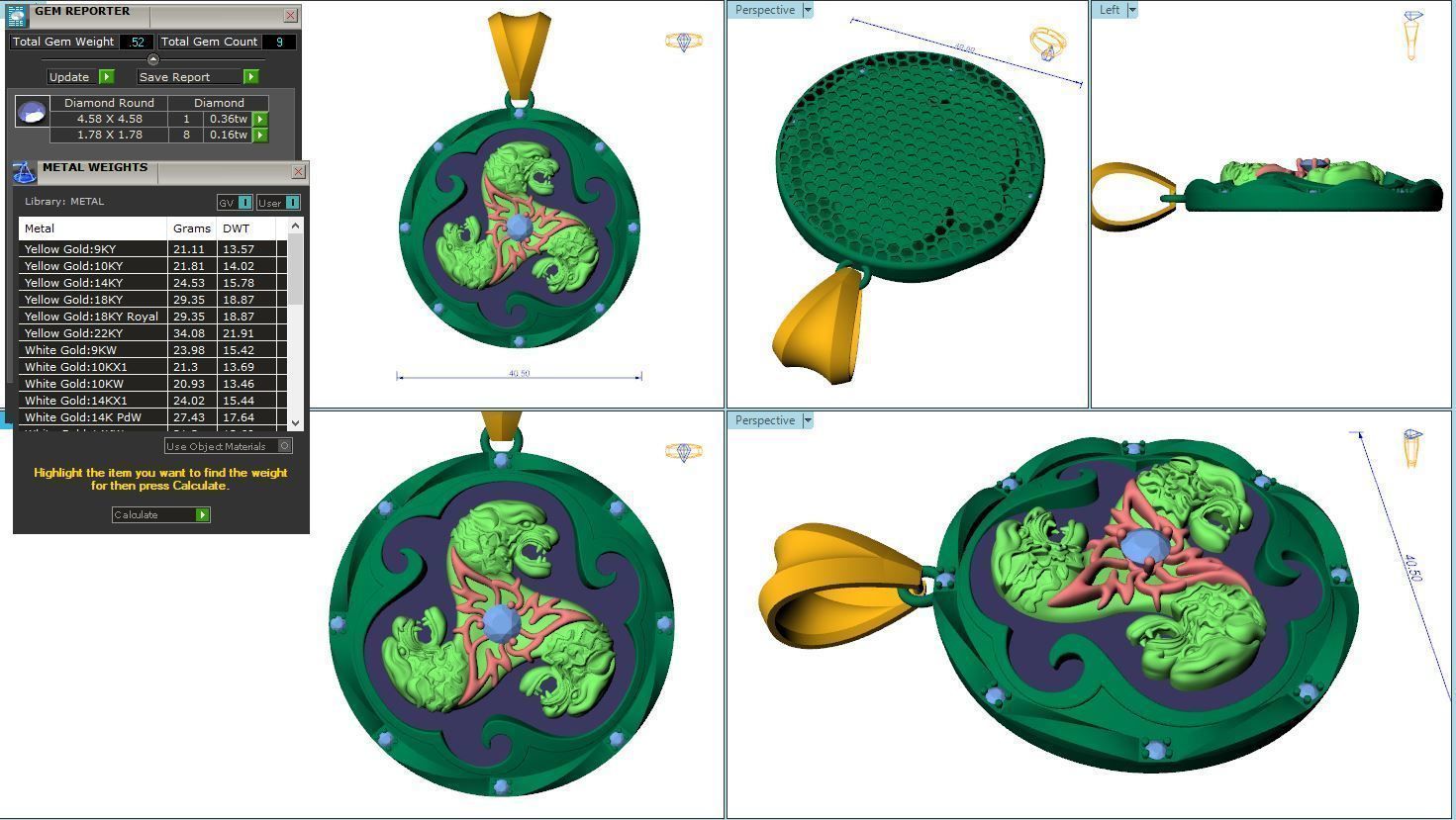 Three Tiger Pendant 3D print model_1