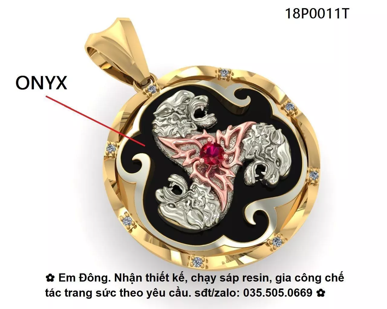 Three Tiger Pendant 3D print model_0