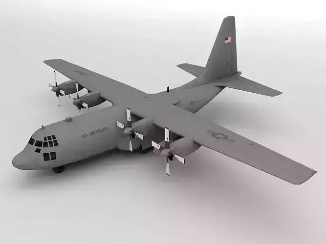 Lockheed C130 Hercules Military Aircraft Low-poly 3D model