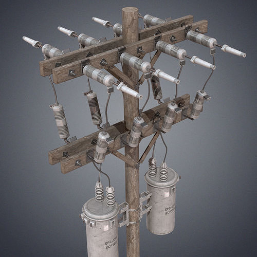 Electric pole Low-poly 3D model
