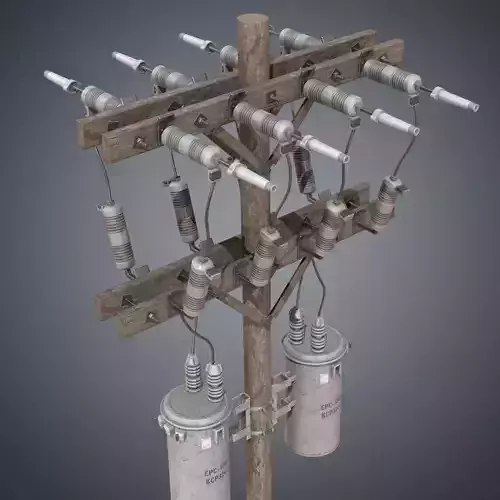 Electric pole Low-poly 3D model