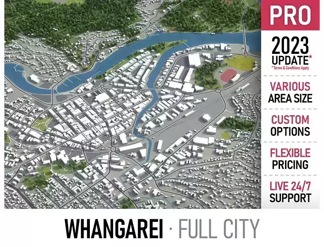 Whangarei  Low-poly 3D model
