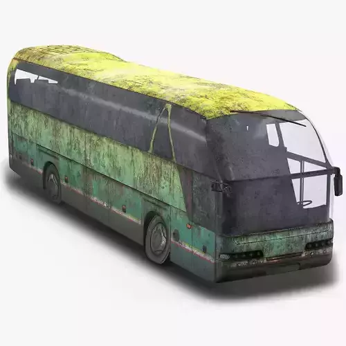 Tourist Bus Abandoned Low Poly  Low-poly 3D model
