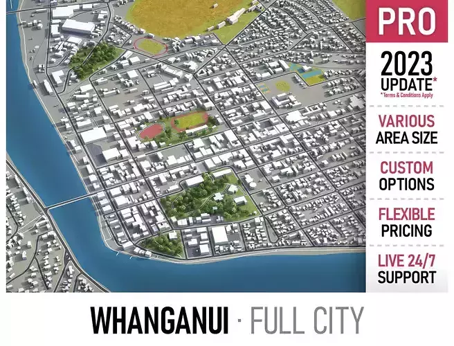 Whanganui  Low-poly 3D model
