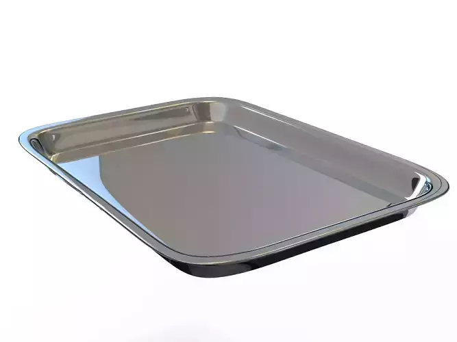 Tray 3d model silver with two compartments
