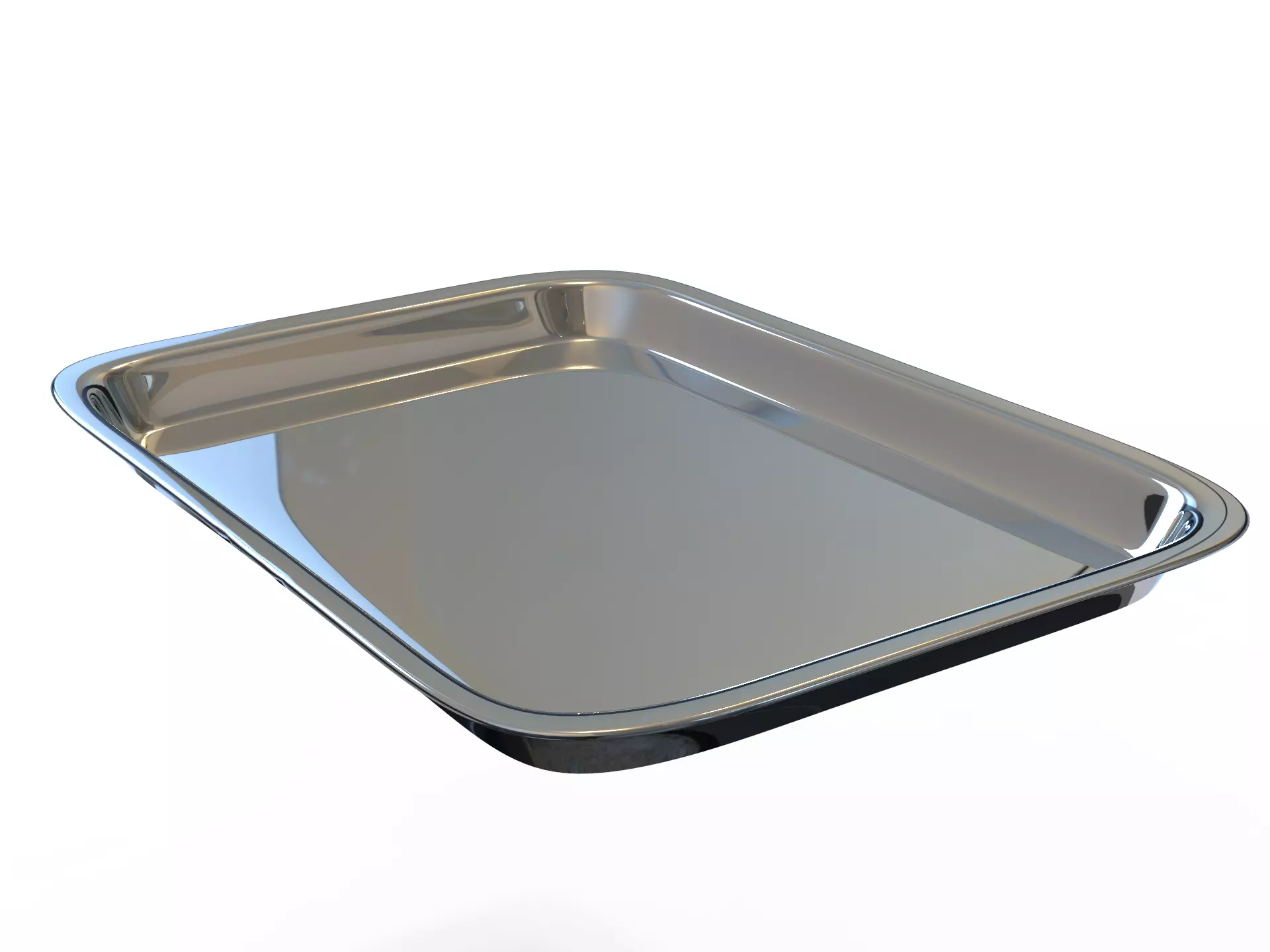 Tray 3d model silver with two compartments 3D model_0