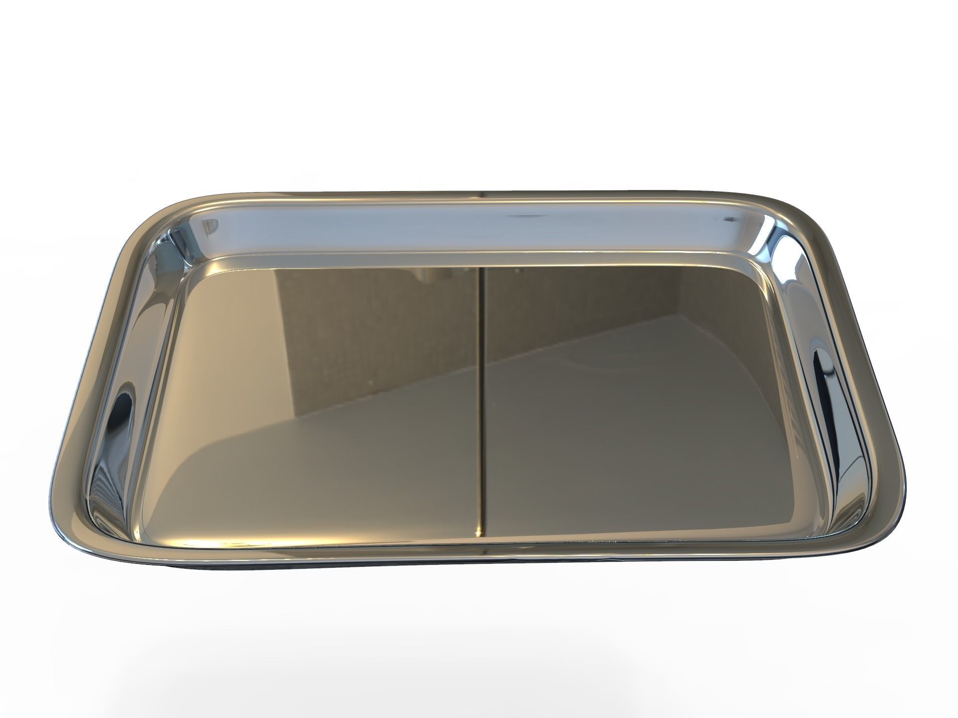 Tray 3d model silver with two compartments 3D model_1