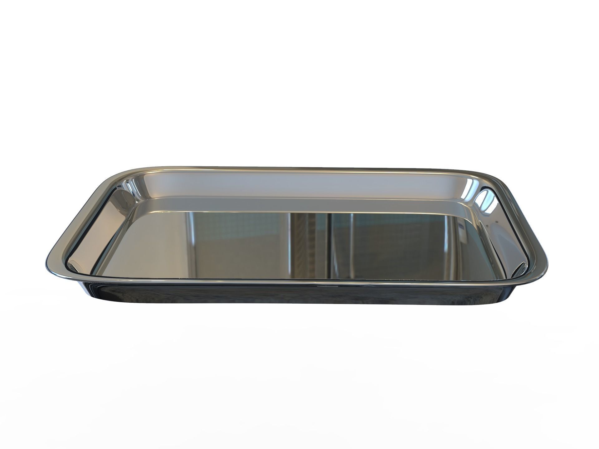 Tray 3d model silver with two compartments 3D model_2