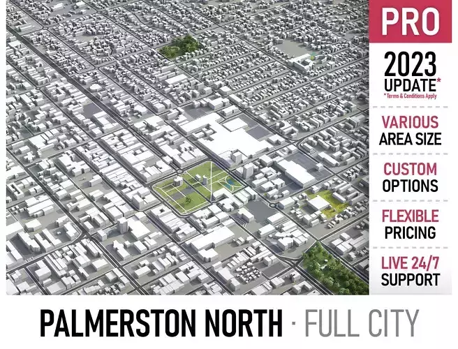 Palmerston North  Low-poly 3D model