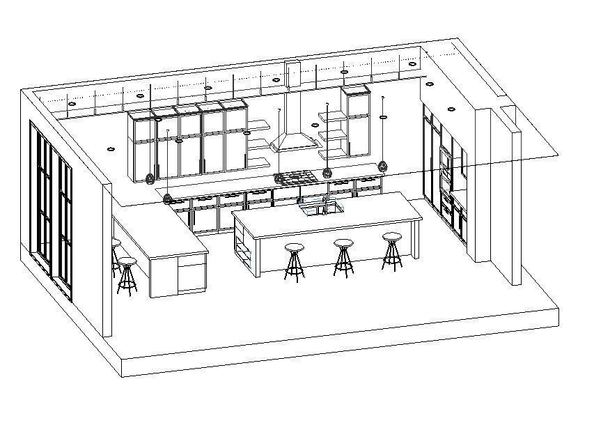 Full Parametric Kitchen Created in Revit 3D model 2 Low-poly 3D model_4
