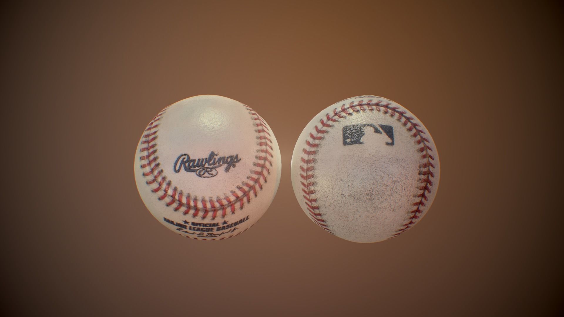 Baseball ball 3d model Low-poly 3D model_2