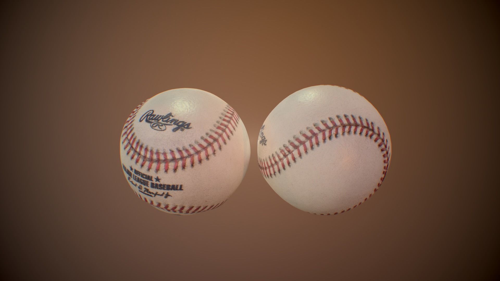 Baseball ball 3d model Low-poly 3D model_4