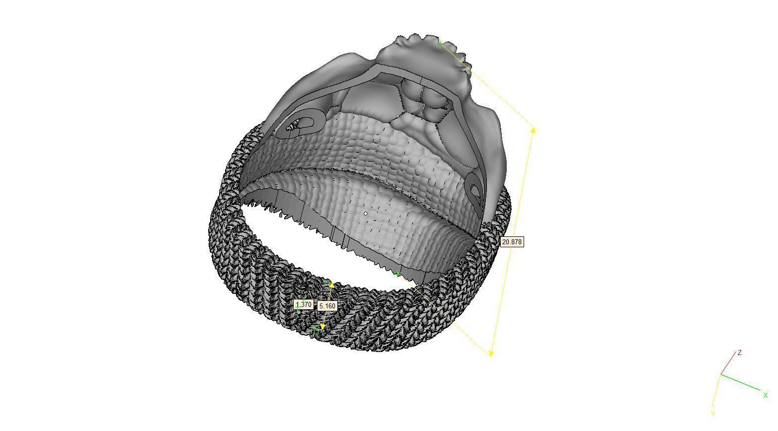 hat-ring skull beanie ring 3D print model_7