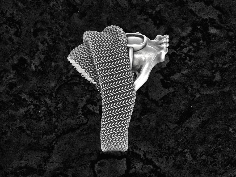 hat-ring skull beanie ring 3D print model_6