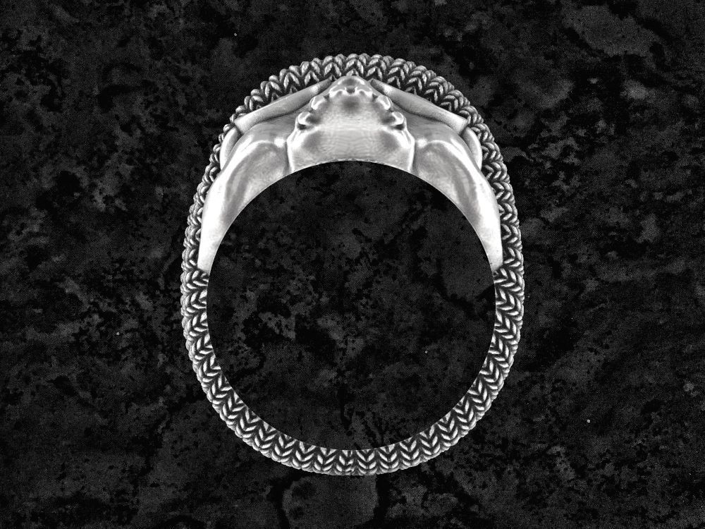 hat-ring skull beanie ring 3D print model_4