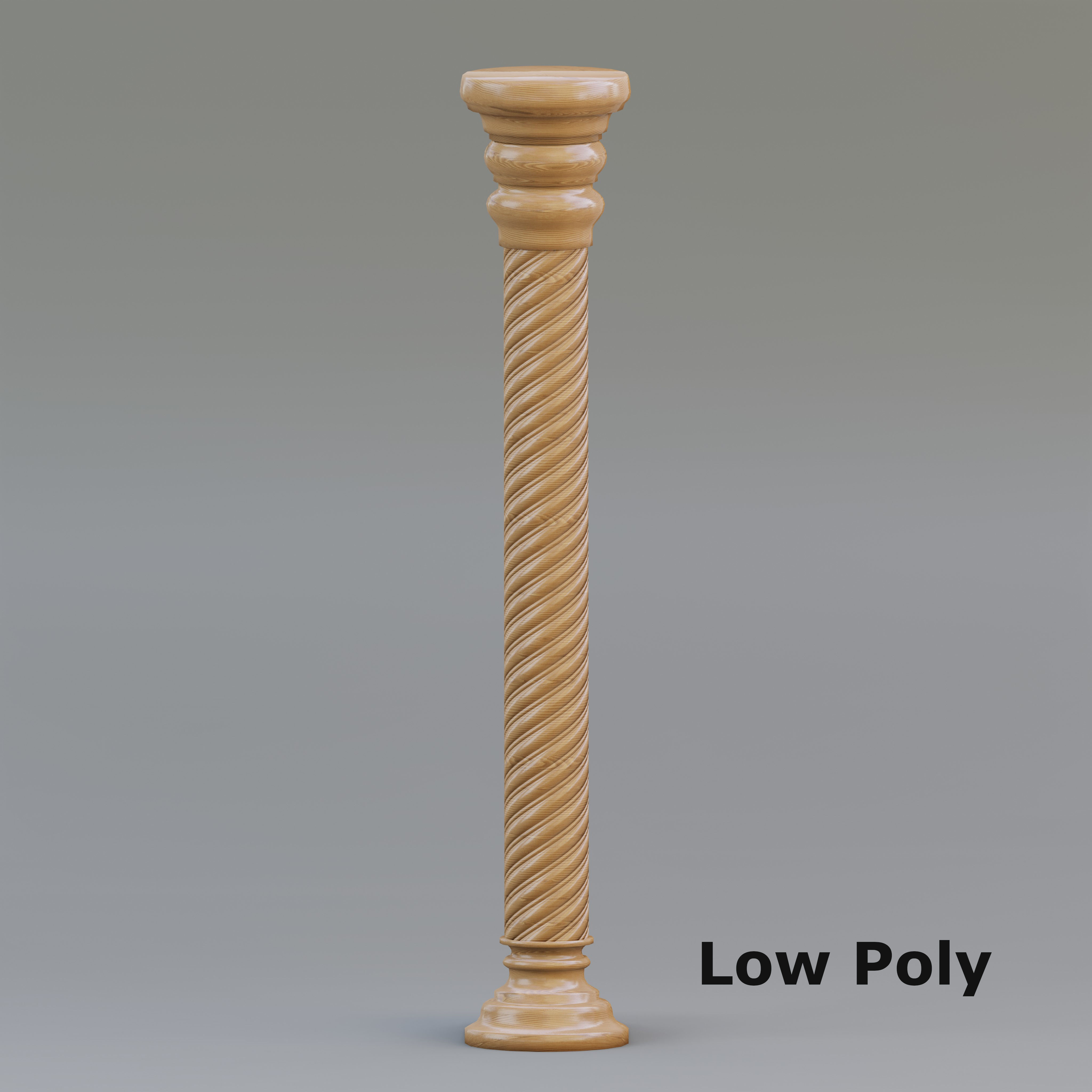 Carousel twisted column Low-poly 3D model_7