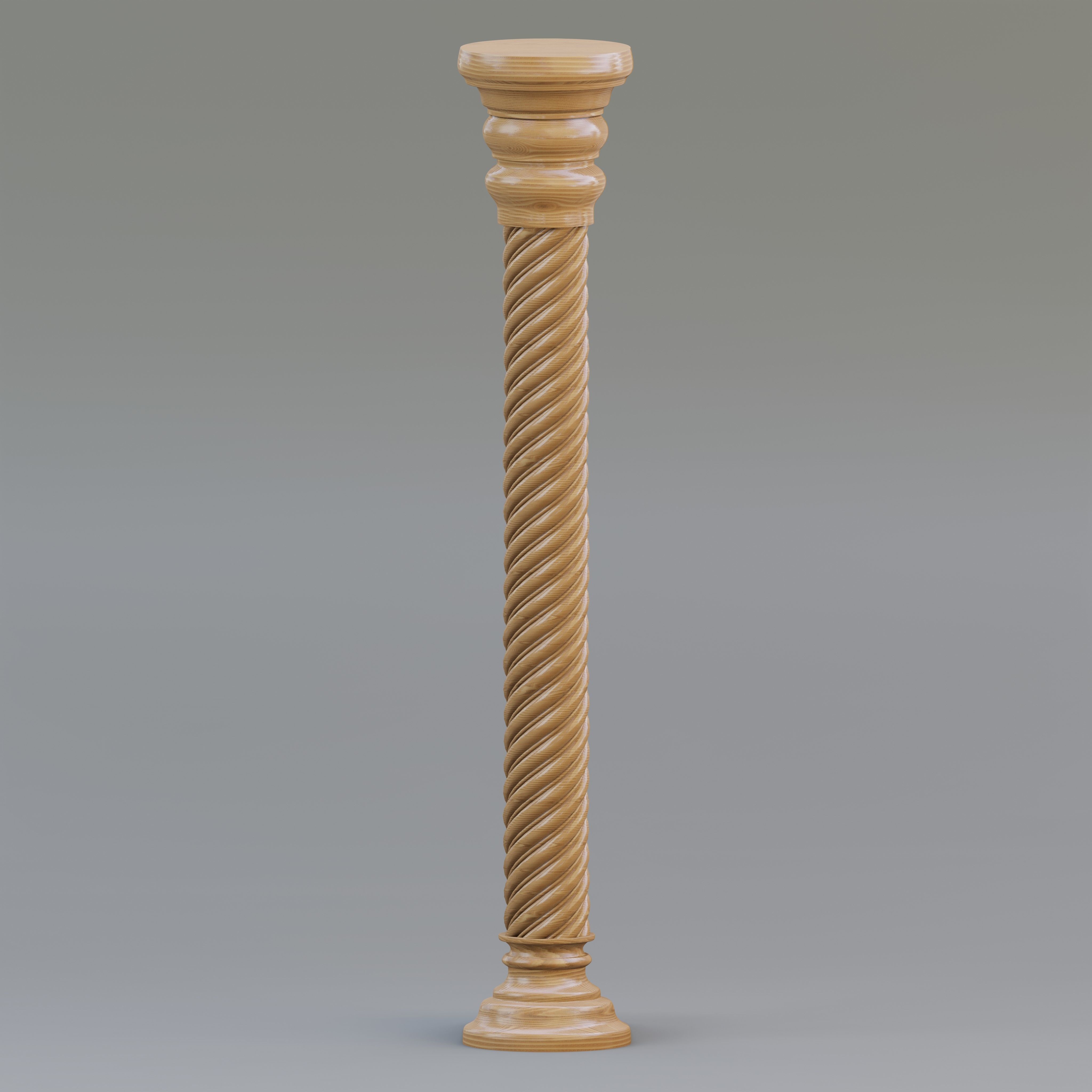 Carousel twisted column Low-poly 3D model_6
