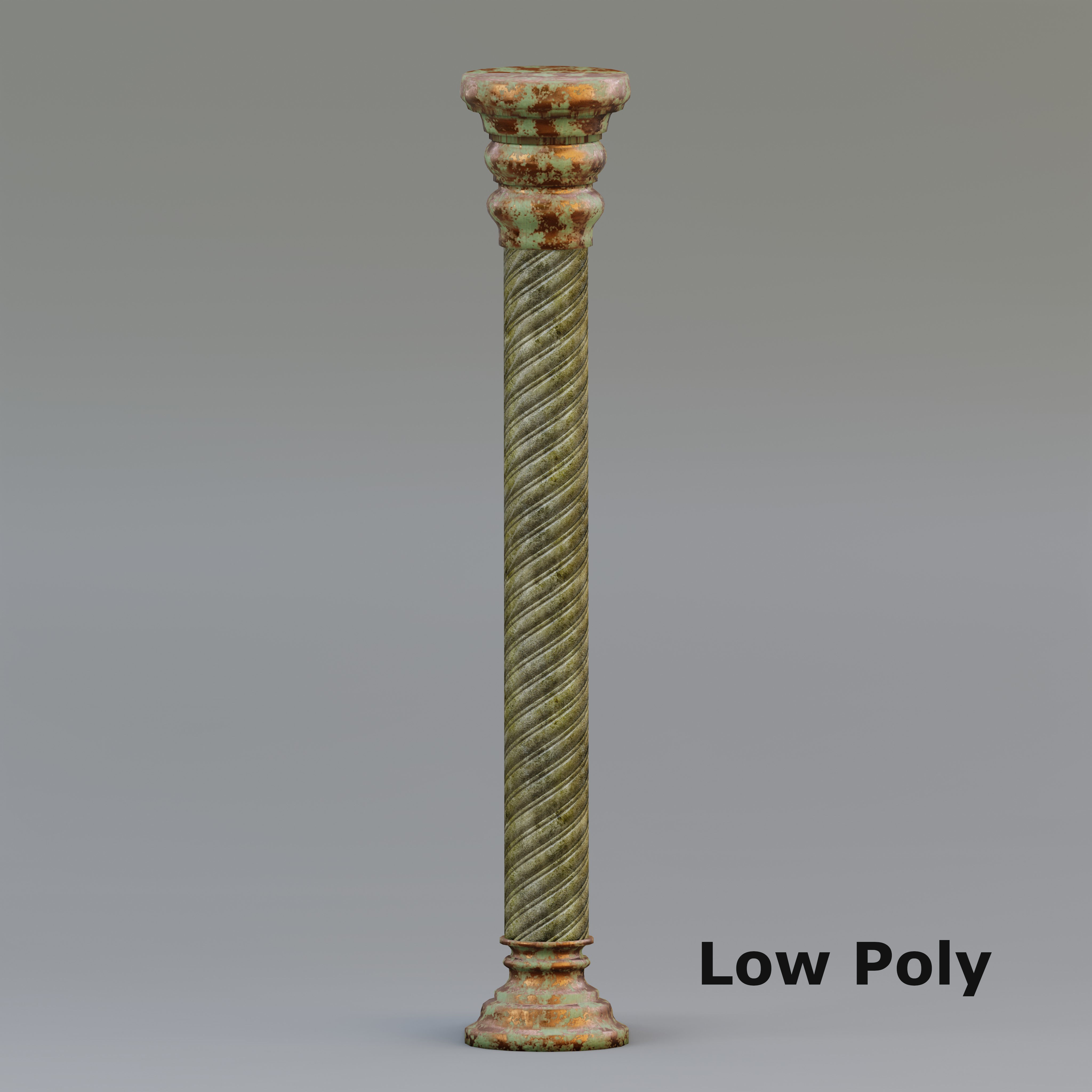 Carousel twisted column Low-poly 3D model_5
