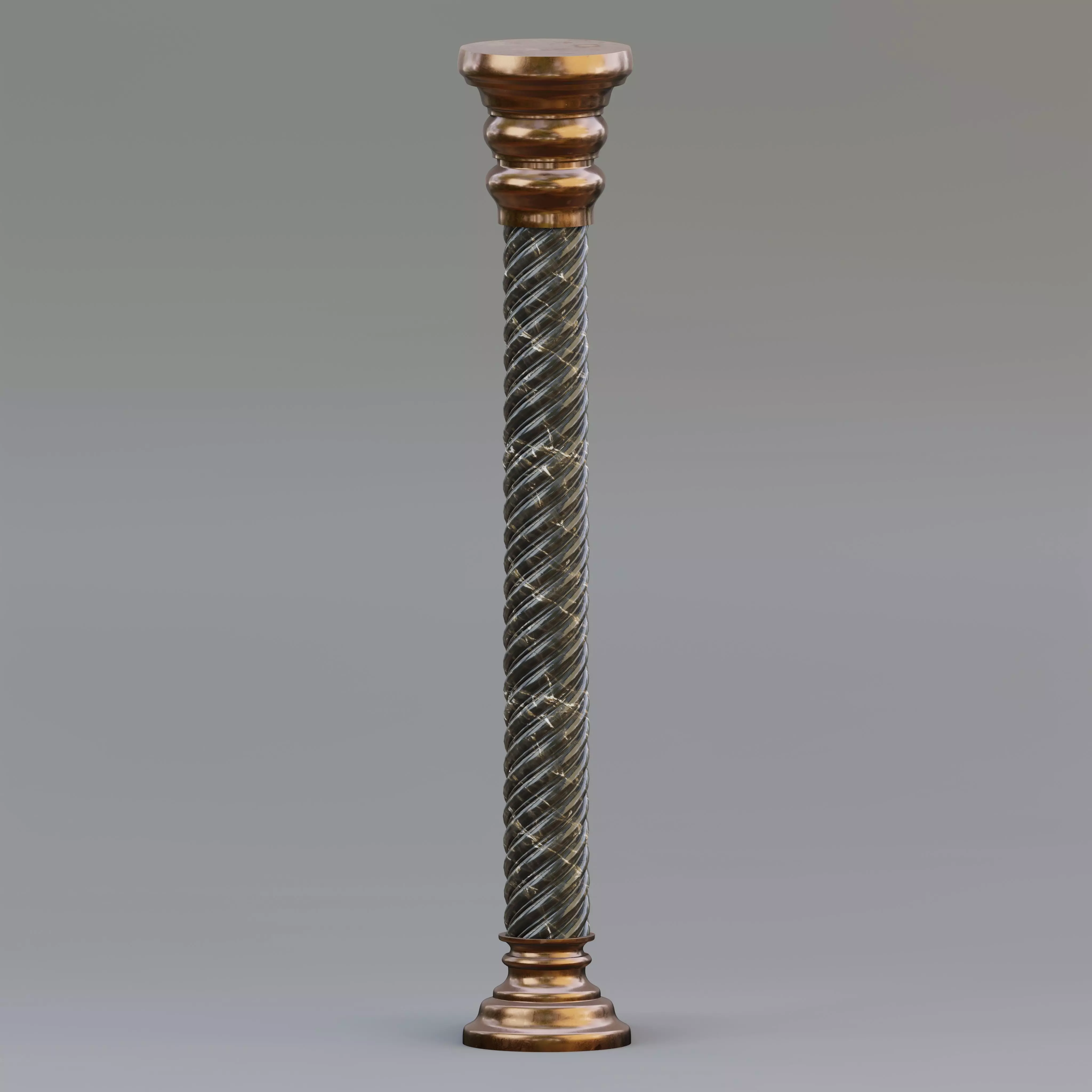 Carousel twisted column Low-poly 3D model_0