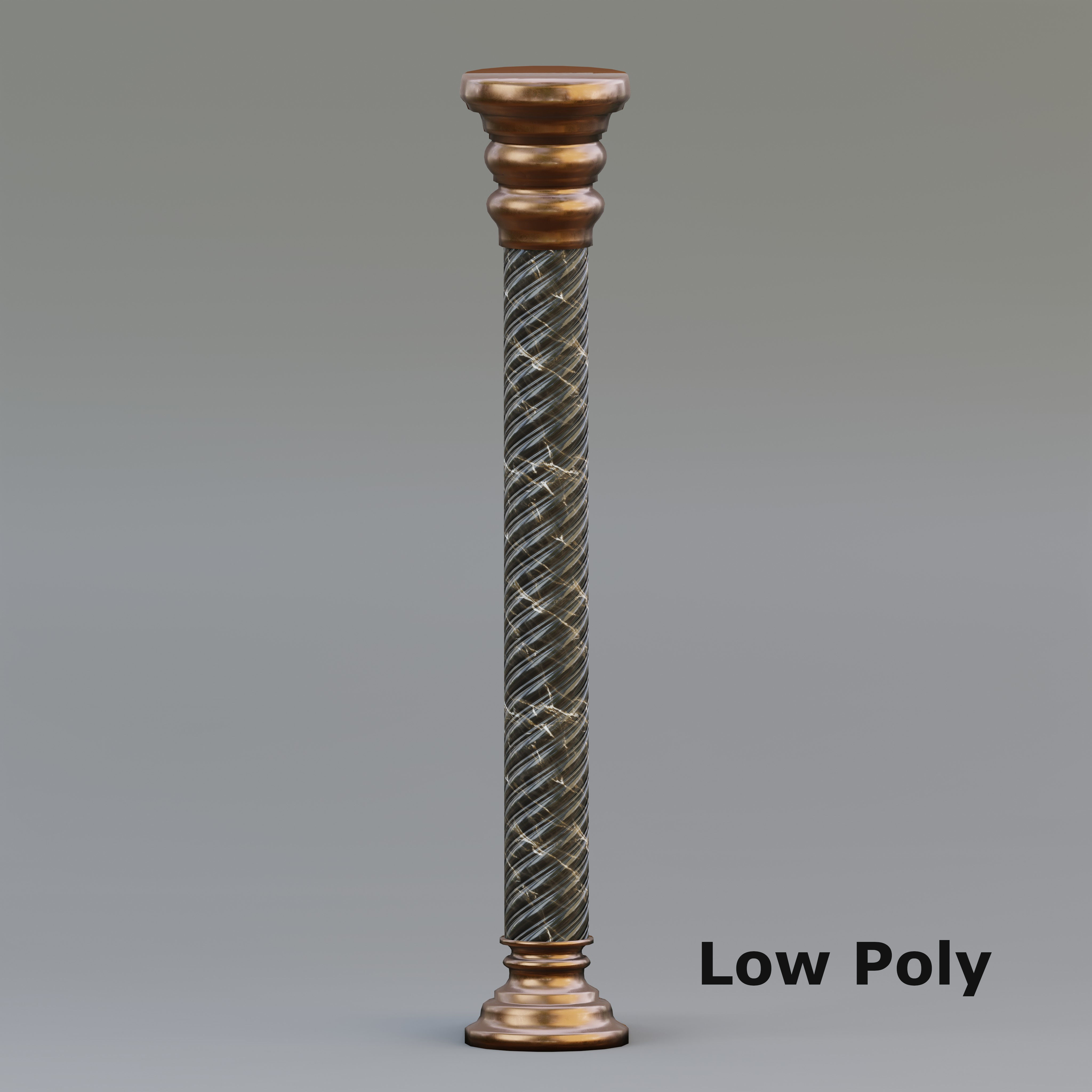 Carousel twisted column Low-poly 3D model_3