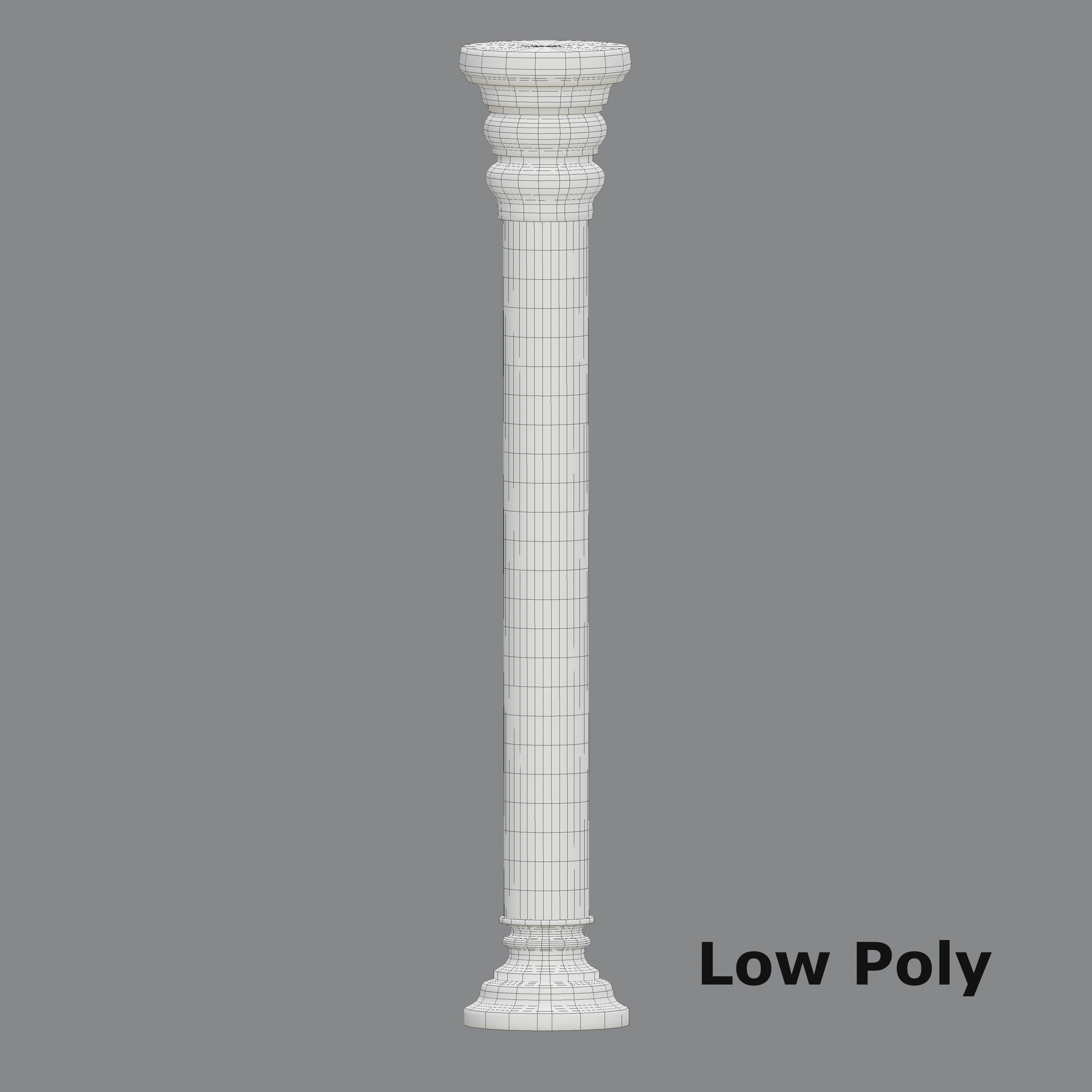 Carousel twisted column Low-poly 3D model_9