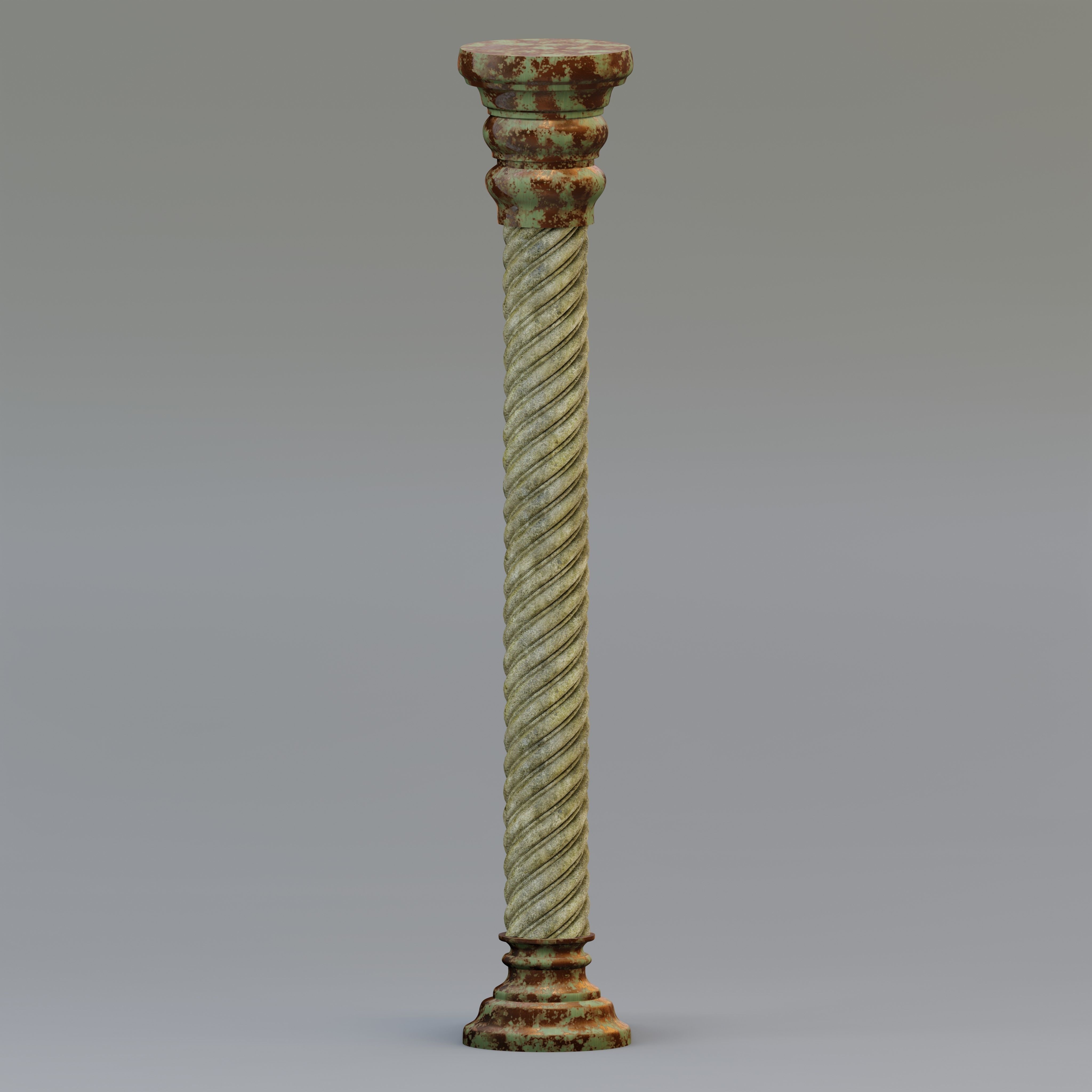 Carousel twisted column Low-poly 3D model_4