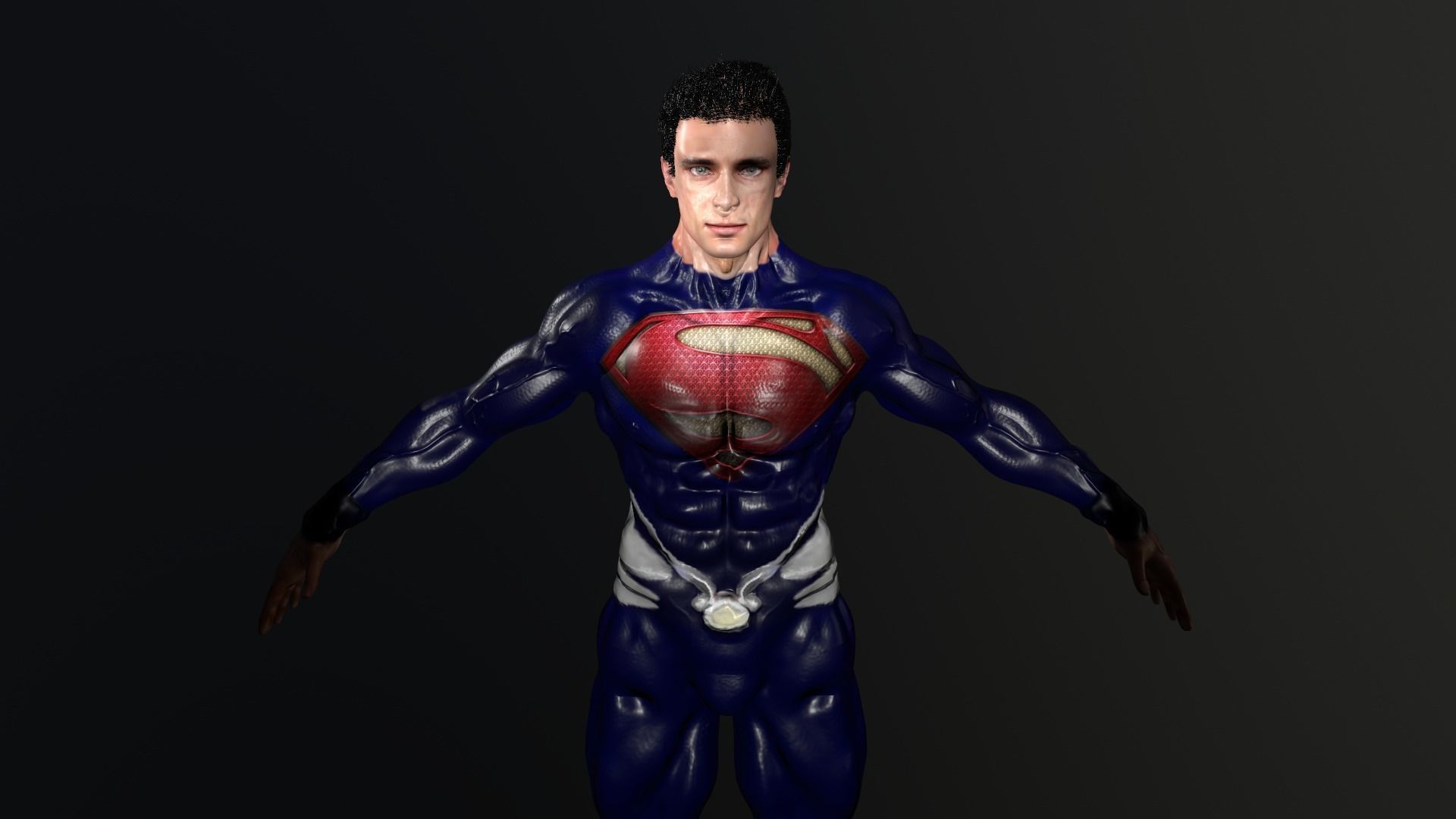 Superman Low-poly 3D model_3