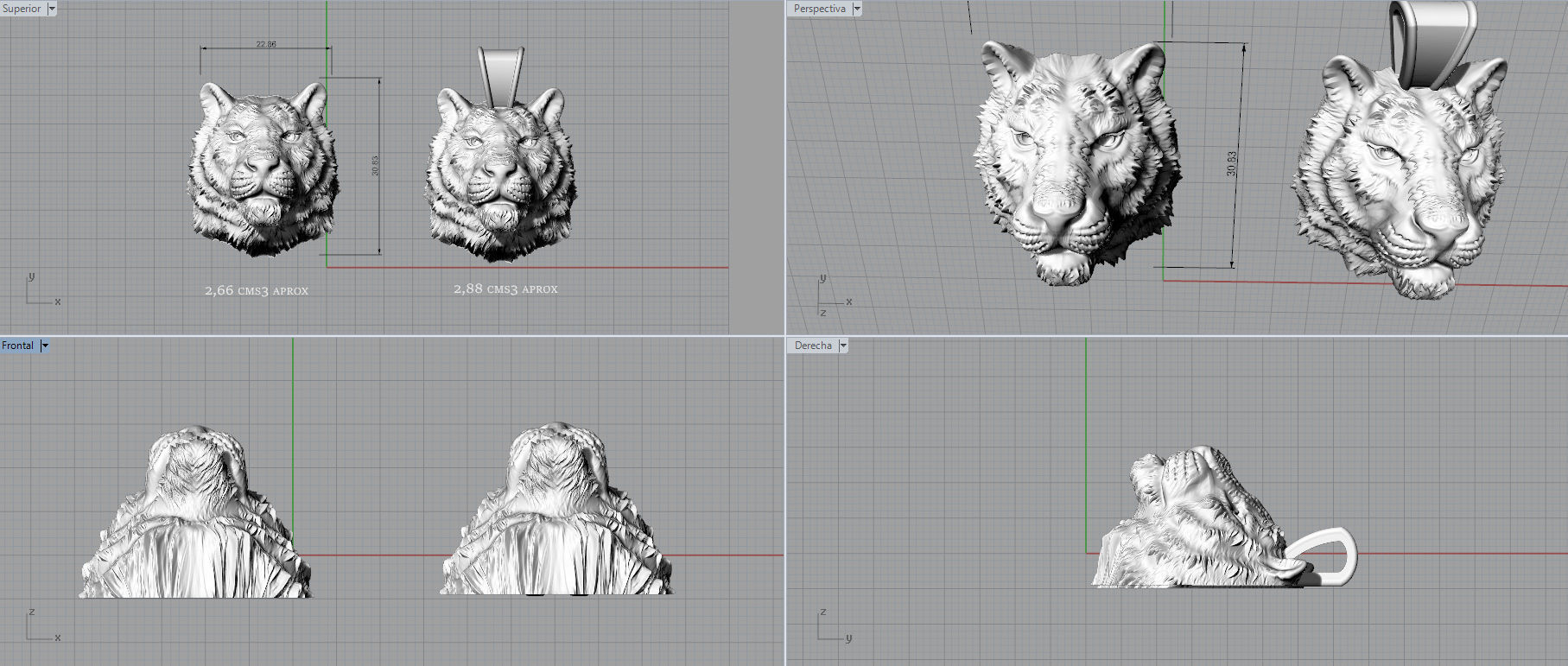 Tiger pendant 3D print model_7