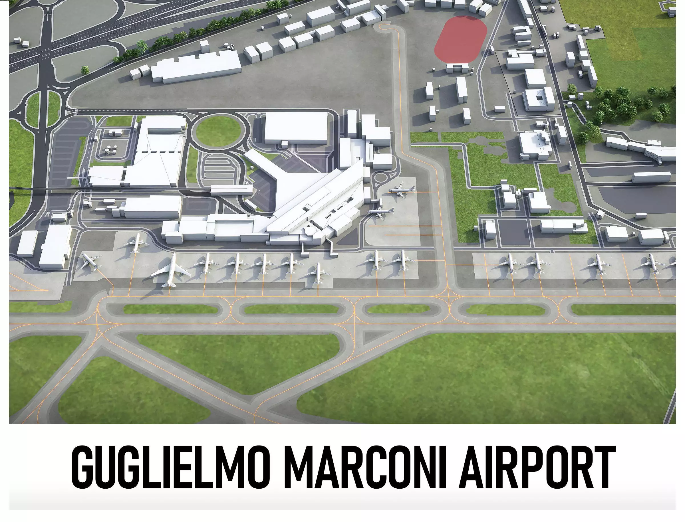 Bologna Airport Low-poly 3D model_0