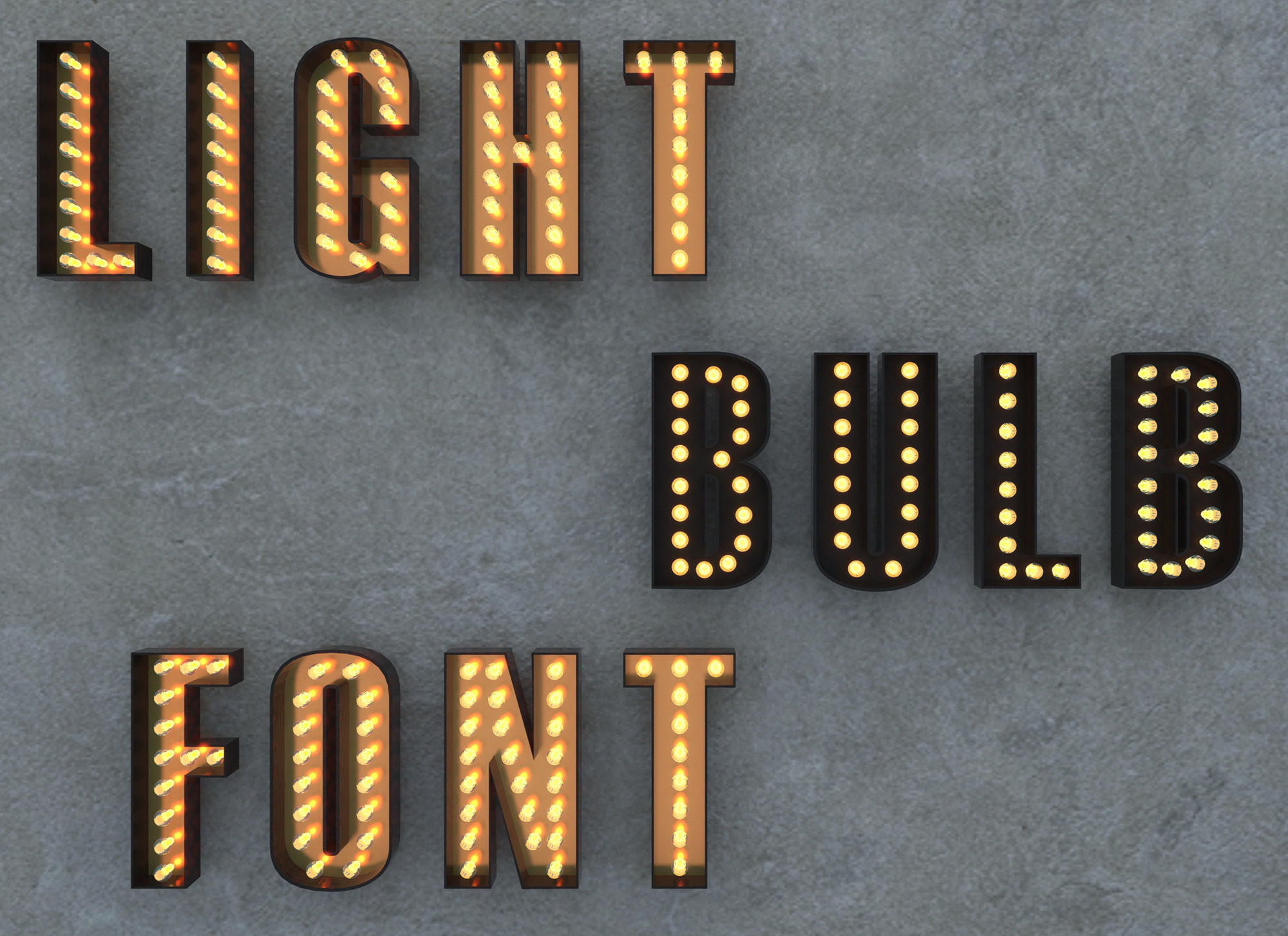 Light Bulb Alphabet Low-poly 3D model_2