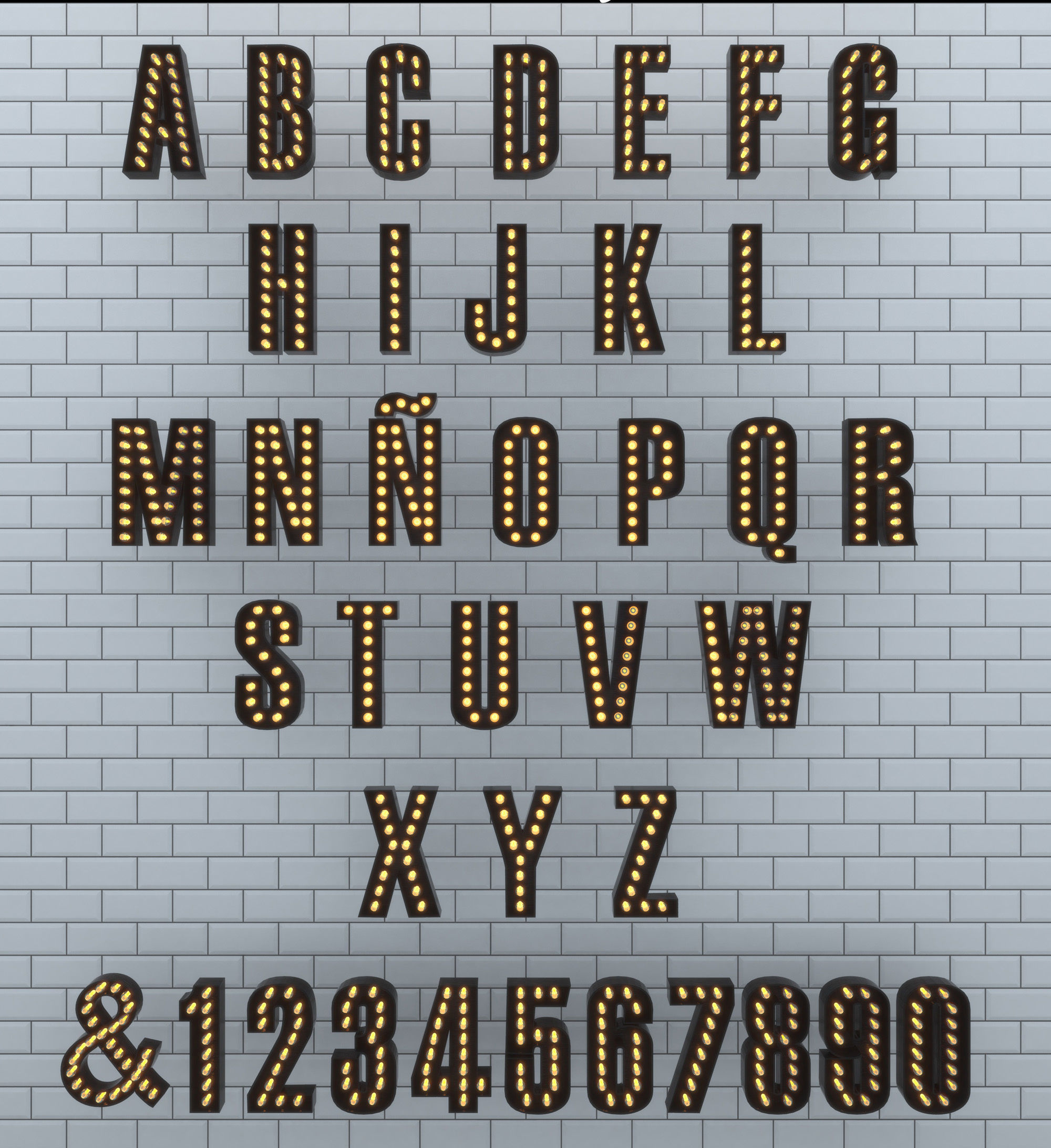 Light Bulb Alphabet Low-poly 3D model_3