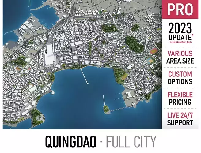 Quingdao - 3D City Model Low-poly 3D model