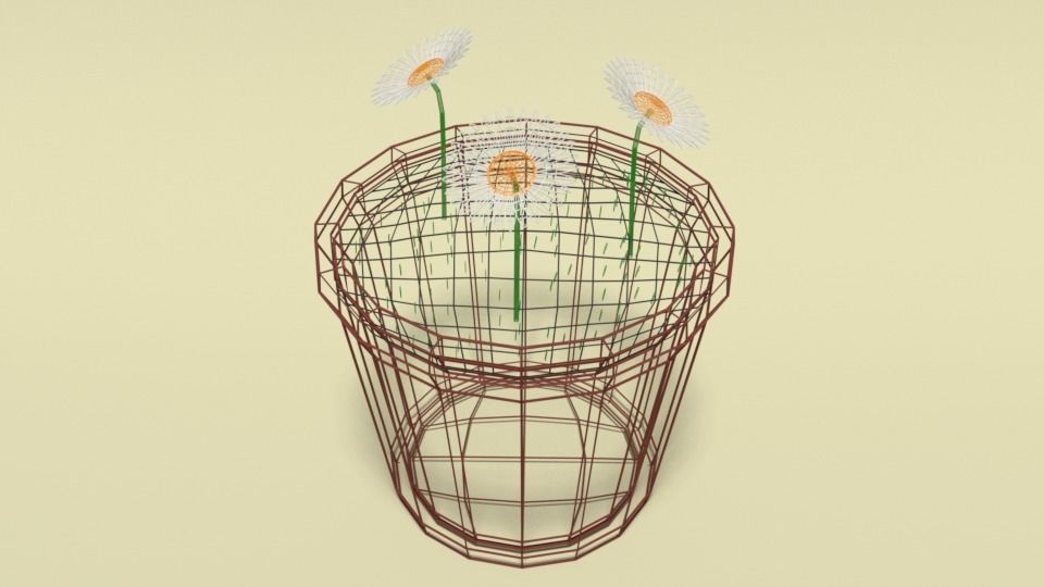 Low Poly Cartoon Daisy Flowers Low-poly 3D model_14