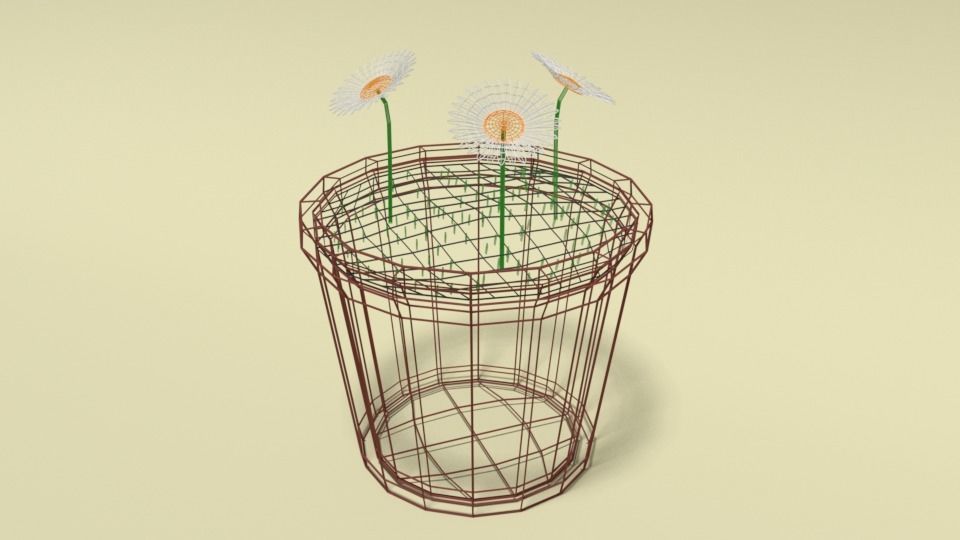 Low Poly Cartoon Daisy Flowers Low-poly 3D model_12