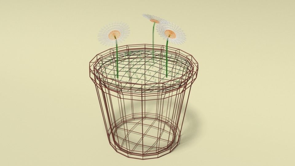 Low Poly Cartoon Daisy Flowers Low-poly 3D model_11