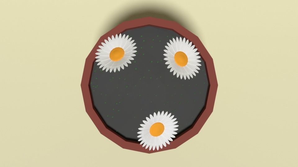 Low Poly Cartoon Daisy Flowers Low-poly 3D model_7