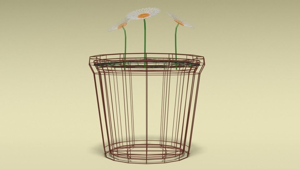 Low Poly Cartoon Daisy Flowers Low-poly 3D model_13