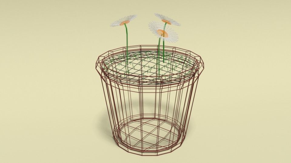 Low Poly Cartoon Daisy Flowers Low-poly 3D model_9