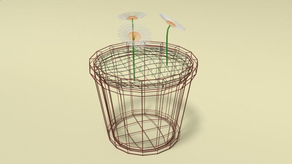 Low Poly Cartoon Daisy Flowers Low-poly 3D model_10